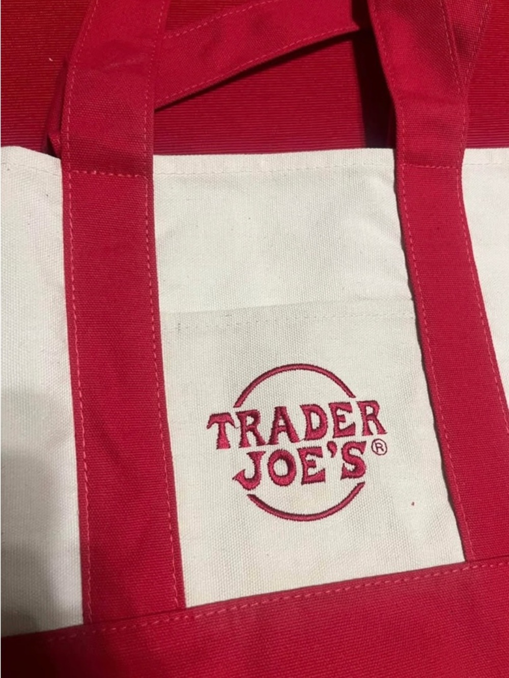 Trader Joe's Mini Tote Bag in Red and White